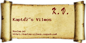 Kaptás Vilmos névjegykártya